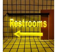 REWIS Restrooms Go Left LED Neon Signboard, USB Powerd Dimming Neon Lights, for Restaurant Bar Toilets Wall Hanging Luminous Decor,Yellow,30x20cm