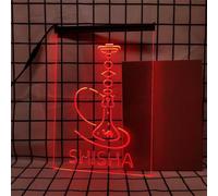 REWIS Shisha LED Neon Signs, USB Powerd Dimming Neon Lights, for Hookah Bar Wall Hanging Luminous Decor,Red,30x40cm