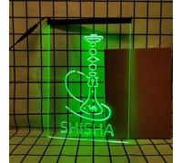 REWIS Shisha LED Neon Signs, USB Powerd Dimming Neon Lights, for Hookah Bar Wall Hanging Luminous Decor,Green,20x30cm