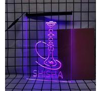 REWIS Shisha LED Neon Signs, USB Powerd Dimming Neon Lights, for Hookah Bar Wall Hanging Luminous Decor,Purple,40x60cm