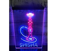 REWIS Shisha Shop LED Neon Sign, Custom USB Powered Neon Lights with Dimmer, for Hookah Bar Shisha Shop Wall Hanging Dimmable Decorative,E,40x30cm