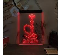 REWIS Shisha Shop LED Neon Sign, Hookah Bar LED Neon Lights Wall Hanging Luminous Decor USB Powerd with Dimmer,Red,20x30cm