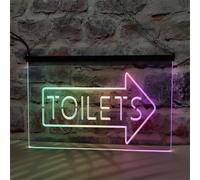 REWIS Toilet Go Right LED Neon Sign, Bluetooth Dimming Colorful Flowing Lights, for Bar Restroom Guide Hanging USB Luminous Decoration,Toilets,40x30cm