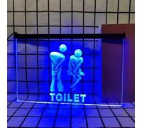 REWIS Toilet LED Neon Signs, USB Powerd Dimming Neon Lights, for Cafe Bar Restrooms Wall Hanging Luminous Decor, 40X30cm,Blue,B