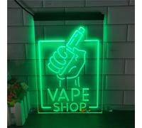 REWIS Vape Shop LED Neon Sign, Custom USB Powered Neon Lights with Dimmer, for Mall Vape Shop Wall Hanging Dimmable Decorative,A,40x30cm
