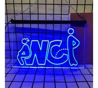 REWIS WC LED Neon Signboard, USB Powerd Dimming Neon Lights, for Cafe Bar Toilets Wall Hanging Luminous Decor,Blue,40x30cm