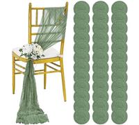 REWOMC 36 Pcs Sage Green Cheesecloth Chair Sashes, 16 x 108 inch Gauze Fabric Washable Chair Sashes Bows Designed for Aisle Decorations Universal Chair Cover Decor for Wedding Reception Party Banquet