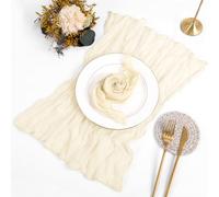 REWOMC 60 Pack Ivory Gauze Cheesecloth Napkins, 20 x 20 Inch, Wrinkled Texture, Dinner Napkins for Weddings, Parties, Family Dinner Table Decoration