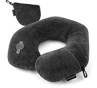 Rewondah Inflatable Travel Pillow, Inflatable Neck Pillow for Traveling Airplane, Travel Pillow with Soft Velour Washable Cover, U Shape Blow Up Neck Pillow for Airplanes Train Car Travel
