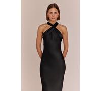 Rewritten London Roma Dress in Black Satin - 20