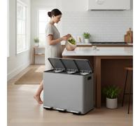 Rex 45L Matte Grey 3-Compartment Recycling Bin