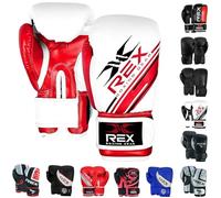 Rex Boxing Gloves,Muay Thai MMA Kickboxing,Men Women Adult kids, Pro Training Sparring, fitness Heavy Punching Bag Mitts MMA Focus Pads Workout,Multi Layered (Red/White, 6oz)