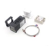 REX-C100 0-1300AN Temperature Controller, Smart Thermostat Set, PID Temp Controller SSR 25A K-Type 0-1300℃ Thermocouple Heat Sink Kit