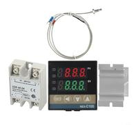 REX-C100 Digital Controller Kit with 40A, K Probe & Heat Sink, 0-1300°C PLC Compatible Thermal Control Module for Industrial Use