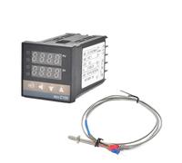 REX-C100 Digital PID Temperature Controller Thermostat 40DA SSR Relay K/J Screw M6 1M Thermocouple Probe Heat Sink Set(Set 1 J)