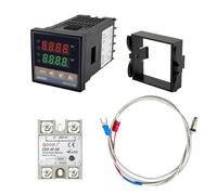 REX-C100 PID Temperature Controller Kits, AC85-265V Digital Intelligent Thermostat 0-999°C with 40A Solid State Relay and K Thermocouple 0-400°C, for Industrial Equipment/Greenhouses/Water Tanks (1)