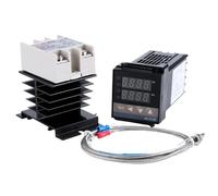 REX-C100VAN Digital PID Thermostat Temperature Controller digital REX-C100/ 40A SSR Relay/K Thermocouple Probe/heat sink(Set2)