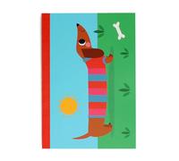 Rex London A5 Lined Notebook Sausage Dog medium desk pad. Cute puppy
