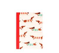 Rex London A6 Lined Notebook Sausage Dog pattern pocket pad. Cute puppy