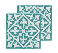 Rex London Ceramic Coasters, Turquoise, Set of 2