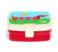 Rex London Children's Lunch Box with Tray - Sunny Sausage Dog