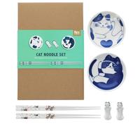 Rex London Chopsticks, Rests and Dipping Bowls Set - Cat