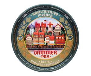 REX London Decorative Metal Serving Plate, round metal tray, Dammer Pils | round metal tray, cocktail tray, round serving platter, metal drink coaster, cocktail drink stand, party plate