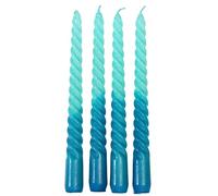 Rex London Dip Dye Spiral Candles Teal and Blue Tall Candles - Set of 4
