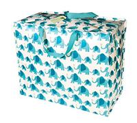 REX LONDON Blue Elephant Print Large Storage Bag with Zip - Strong and Durable 55 x 48 x 28cm 70l