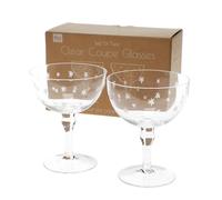 Rex London Etched Star Coupe Glasses (Set of 2) - Clear 200ml
