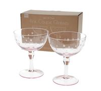 Rex London Etched Star Coupe Glasses (Set of 2) - Pink 200ml