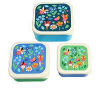 Rex London Fairies in The Garden Reusable Snack Boxes BPA Free Set of 3 | kids snack box, toddler lunch box, snack boxes for kids, reusable bento container, school meal carrier, plastic divided tray