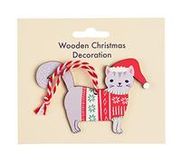 Rex London Grey Cat Christmas Hanging Wooden Ornament