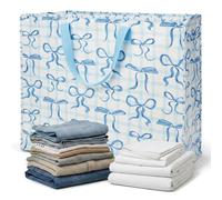 Rex London - Jumbo Storage Bag with Zip for Home Storage 70L - Blue Bows | space saving, foldable