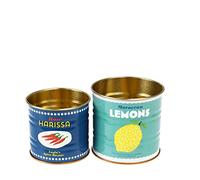 Rex London Lemons and Harissa Storage Tins Set of 2 - Vintage Kitchen, Mini