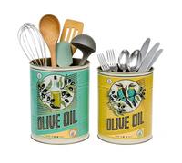 Rex London Olive Oil Storage Tins Set of 2 - Retro Kitchen Accessories, XL