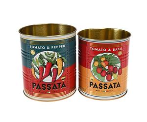 Rex London Passata Storage Tins Set of 2 - Retro Kitchen Accessories, Medium
