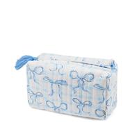 Rex London Quilted Makeup Bag - Blue Bows