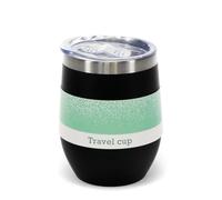 Rex London Rubber Coated Travel Cup 350ml - Black, Leak Proof Coffee Mug, Small Flask for Hot Drinks, Portable Water Bottle, Commuter Accessory, Classic Solid Color Drinking Container.