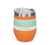 Rex London Rubber Coated Travel Cup 350ml - Orange, Leak Proof Coffee Mug, Small Flask for Hot Drinks, Portable Water Bottle, Commuter Accessory, Bright Solid Color Drinking Container.