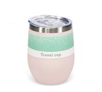 Rex London Rubber Coated Travel Cup 350ml - Pink, Leak Proof Coffee Mug, Small Flask for Hot Drinks, Portable Water Bottle, Commuter Accessory, Vibrant Solid Color Drinking Container.