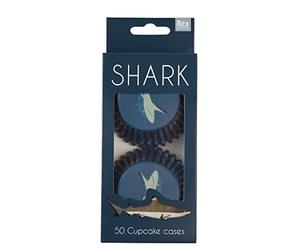 Rex London Sharks Cupcake Cases (Pack of 50, Shark-themed, 7 cm × 3.2 cm)