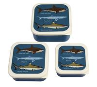 Rex London Sharks Reusable Snack Boxes (Set of 3) | kids snack box, toddler lunch box, snack boxes for kids, reusable bento container, school meal carrier, plastic divided tray