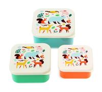 Rex London Snack boxes (set of 3), kids snack box, Woodland | kids snack box, toddler lunch box, snack boxes for kids, reusable bento container, school meal carrier, plastic divided tray