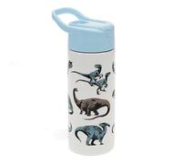 Rex London Stainless steel bottle with push button lid 500ml - Dinosaur