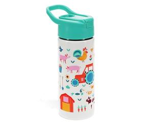Rex London Stainless steel bottle with push button lid 500ml - Farmyard wat