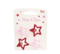 Rex London Star hair clips (set of 4) - Pink and red