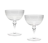 Rex London Vintage Etched Coupe Glasses 200ml (Set of 2) - Clear
