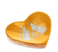 Rex London Wooden Heart-shaped Trinket Dish - Leopards