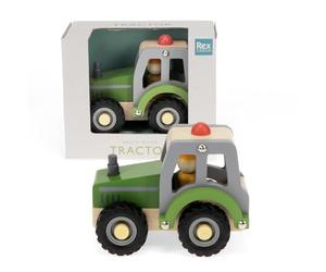 Rex London Wooden Push Along Vehicle Toy - Tractor (green)